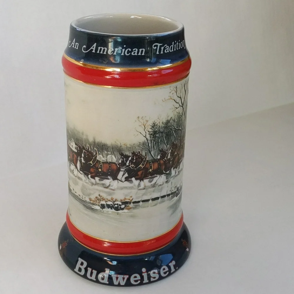 Vintage 1990 Budweiser Handcrafted Clydesdale Stein Beer Mug w/Handle - Picture 2 of 15